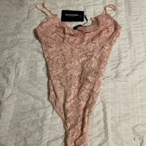 PLT lace bodysuit in light pink